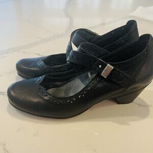 Taos Shoes Black Leather Mary Jane Comfort Womens 39 8/8.5 Career